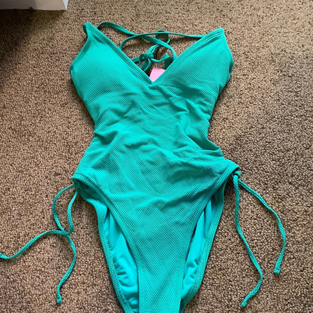 Stoney Clover Lane green one piece swimsuit